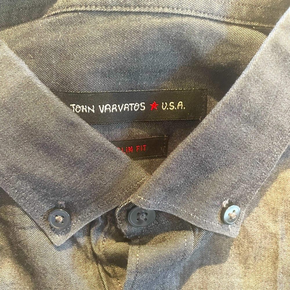 John Varvatos size 15 new without tags metallic gray button down